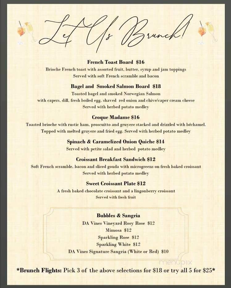 DA Vines Vineyard Wines & Bistro - Cottonwood, AZ menu_pic
