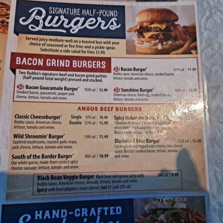 Bubba's 33 - Tampa, FL menu_pic
