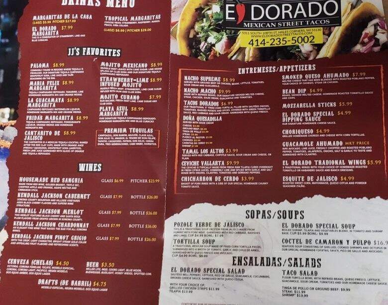 El Dorado Mexican Street Tacos - Hales Corners, WI menu_pic