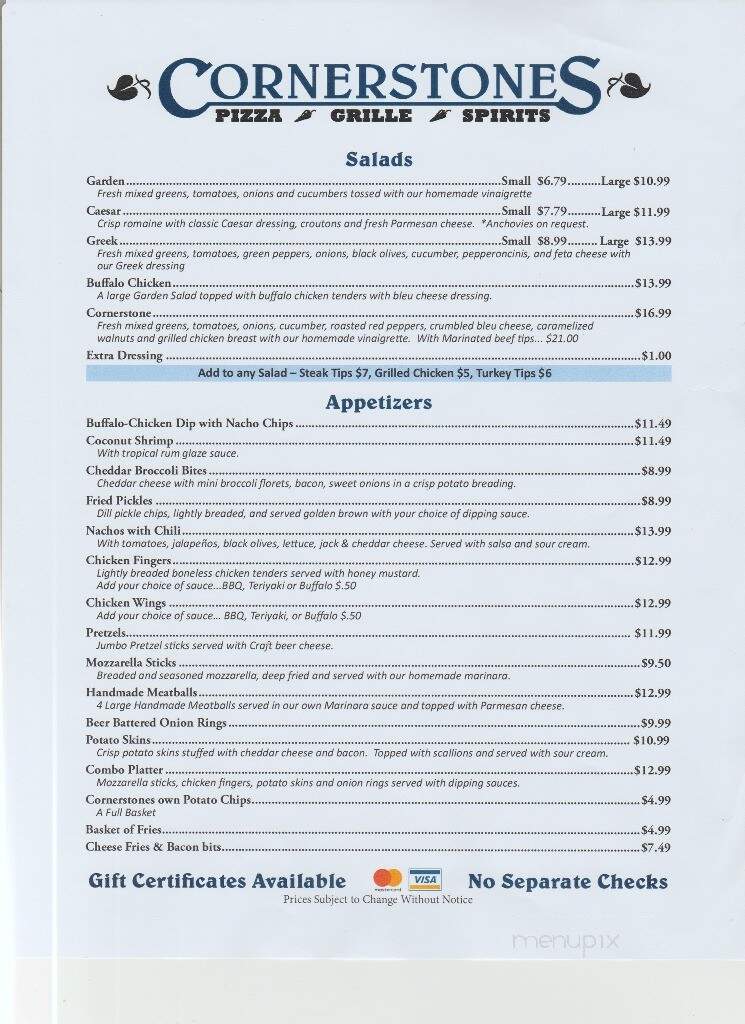 Cornerstones - Carver, MA menu_pic