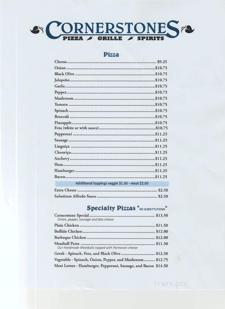 Cornerstones - Carver, MA menu_pic