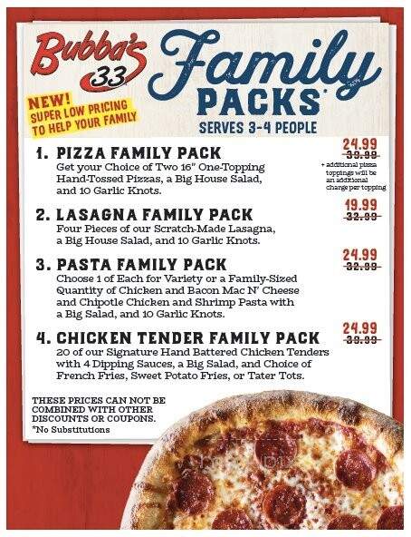 Bubba's 33 - Macomb, MI menu_pic