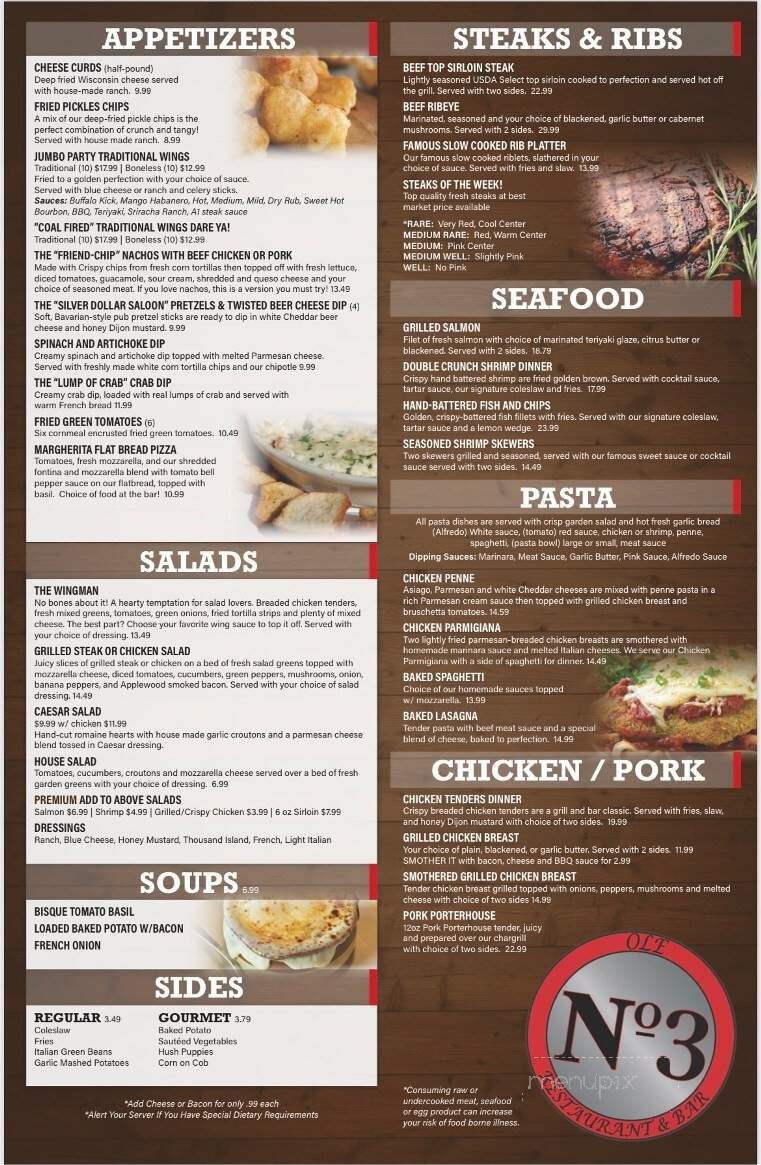 Ole No 3 Restaurant & Bar - Pocahontas, VA menu_pic