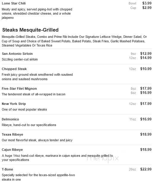Lone Star Steakhouse - Johnson City, TN menu_pic