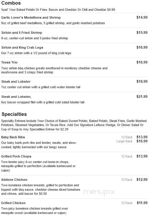 Lone Star Steakhouse - Johnson City, TN menu_pic