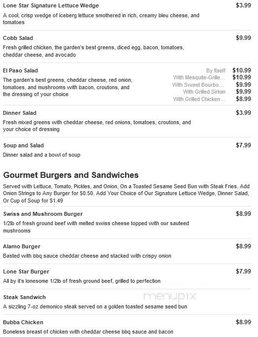 Lone Star Steakhouse - Johnson City, TN menu_pic