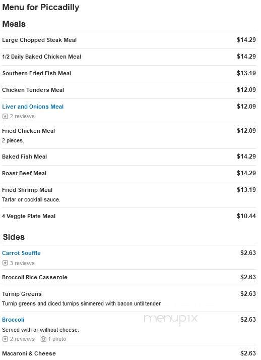 Piccadilly Cafeteria - Gretna, LA menu_pic