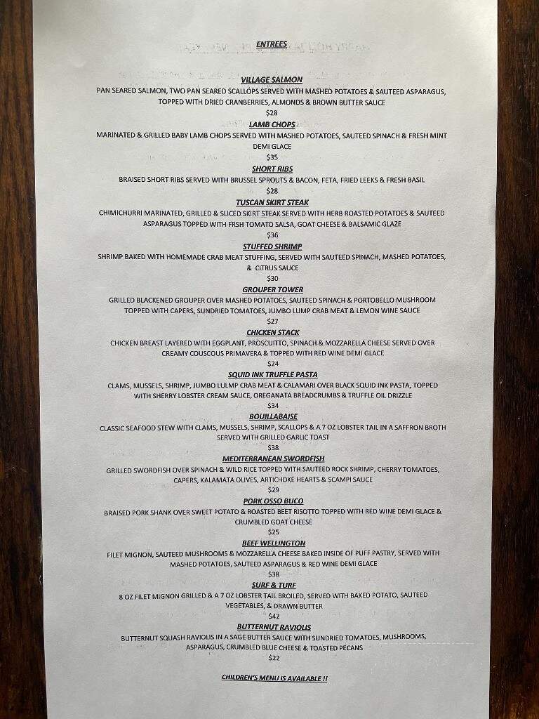 The Village Grille Restaurant Bar - Waldwick , NJ menu_pic