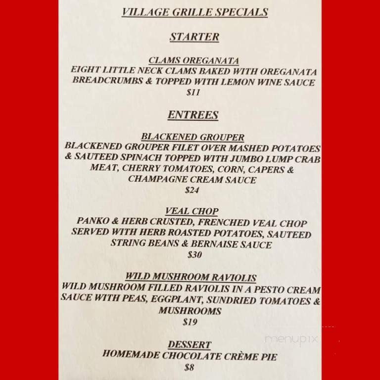 The Village Grille Restaurant Bar - Waldwick , NJ menu_pic