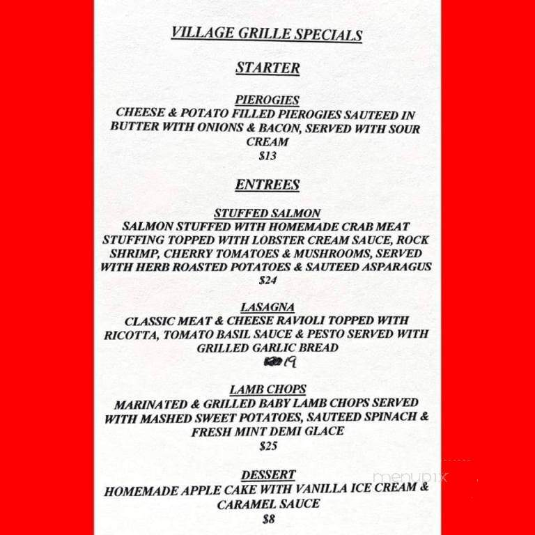 The Village Grille Restaurant Bar - Waldwick , NJ menu_pic