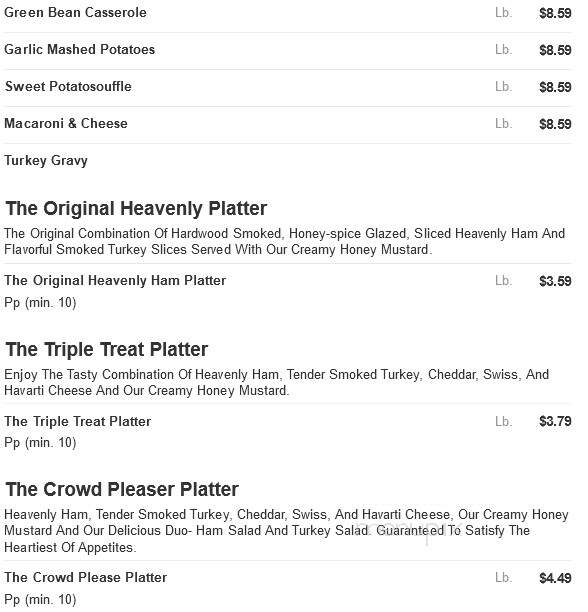 Heavenly Ham - Parkersburg, WV menu_pic