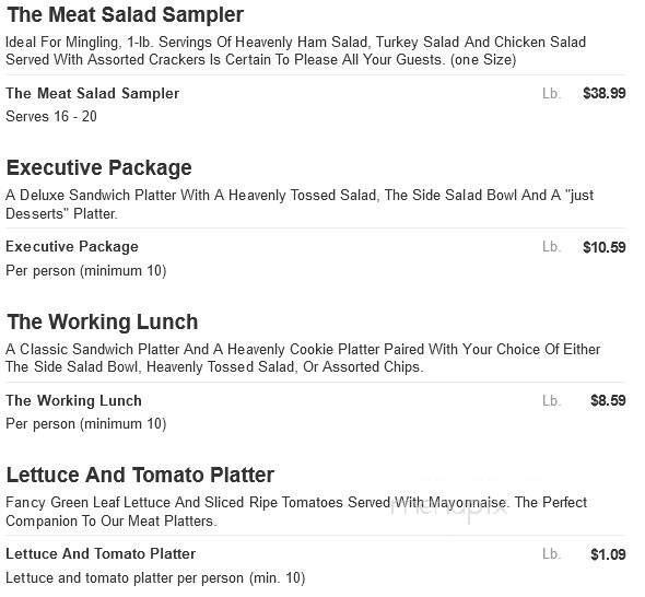 Heavenly Ham - Parkersburg, WV menu_pic