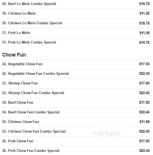 New China Restaurant - Saginaw, MI menu_pic