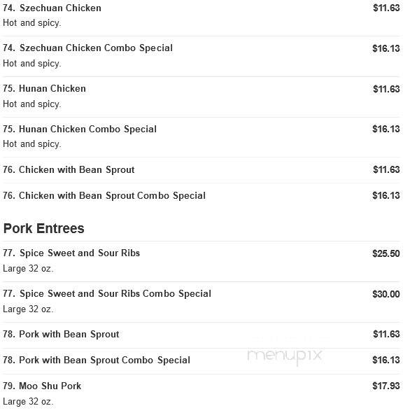 New China Restaurant - Saginaw, MI menu_pic