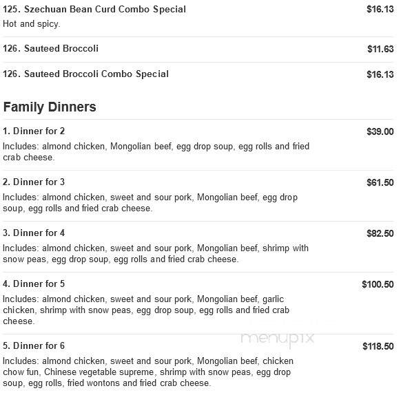 New China Restaurant - Saginaw, MI menu_pic