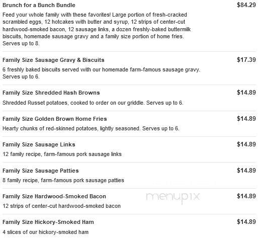 Bob Evans Restaurant - Shamokin Dam, PA menu_pic