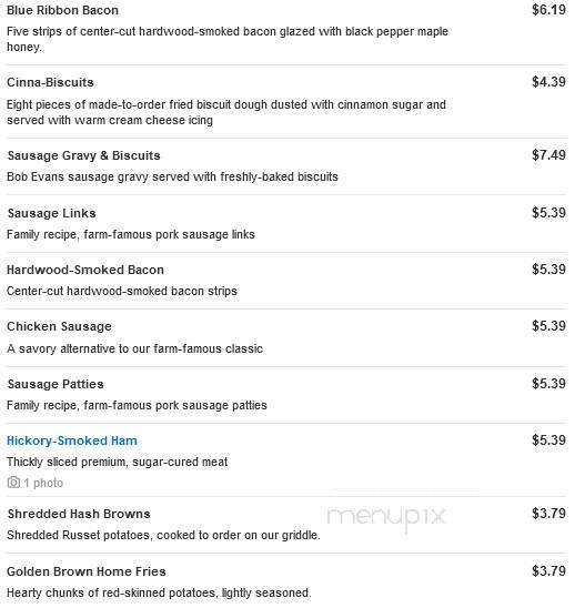 Bob Evans Restaurant - Shamokin Dam, PA menu_pic