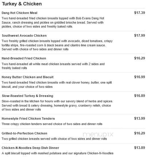 Bob Evans Restaurant - Shamokin Dam, PA menu_pic