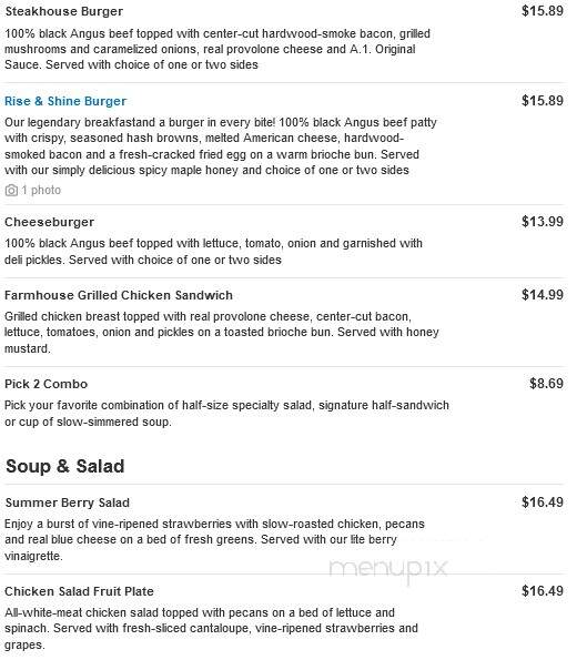 Bob Evans Restaurant - Shamokin Dam, PA menu_pic
