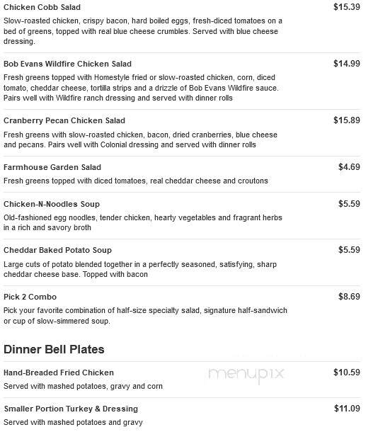 Bob Evans Restaurant - Shamokin Dam, PA menu_pic