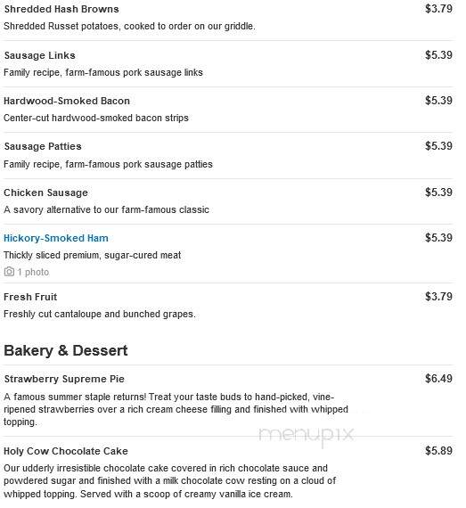 Bob Evans Restaurant - Shamokin Dam, PA menu_pic