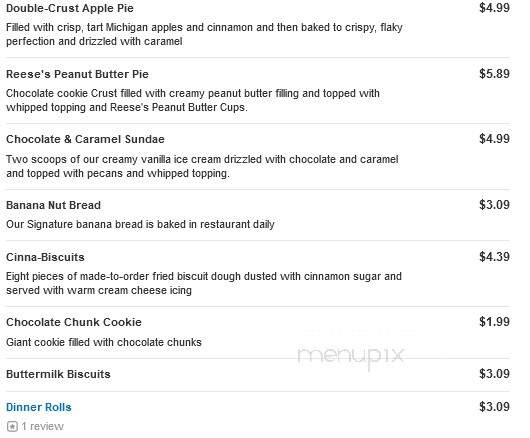Bob Evans Restaurant - Shamokin Dam, PA menu_pic