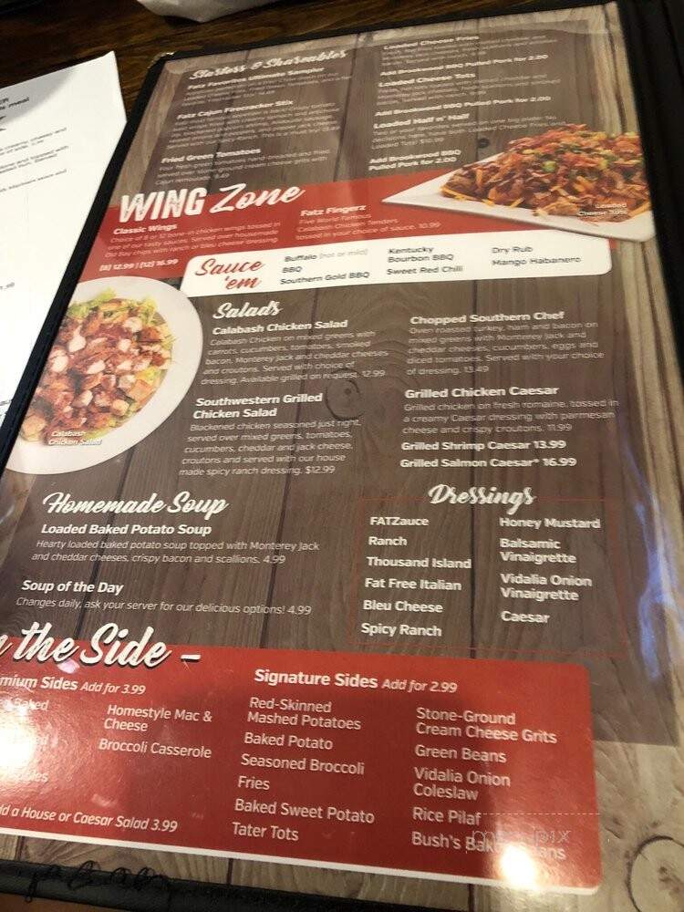 FATZ Cafe - Camden, SC menu_pic