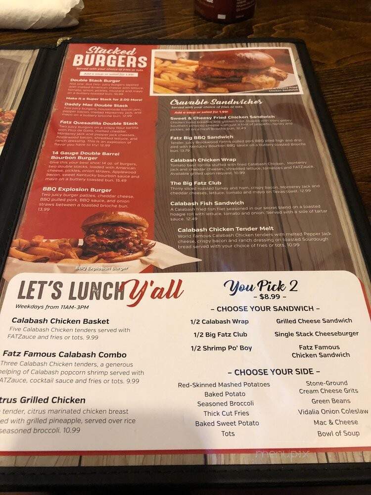 FATZ Cafe - Camden, SC menu_pic