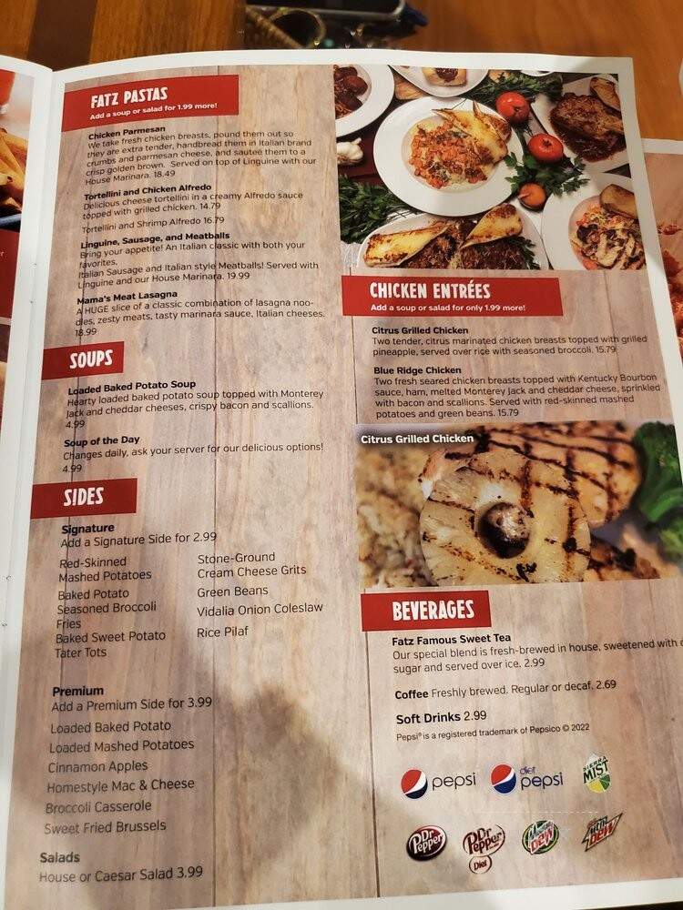 FATZ Cafe - Camden, SC menu_pic