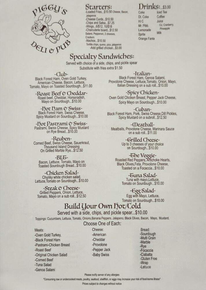 Piggys Deli and Pub - Ashland, VA menu_pic