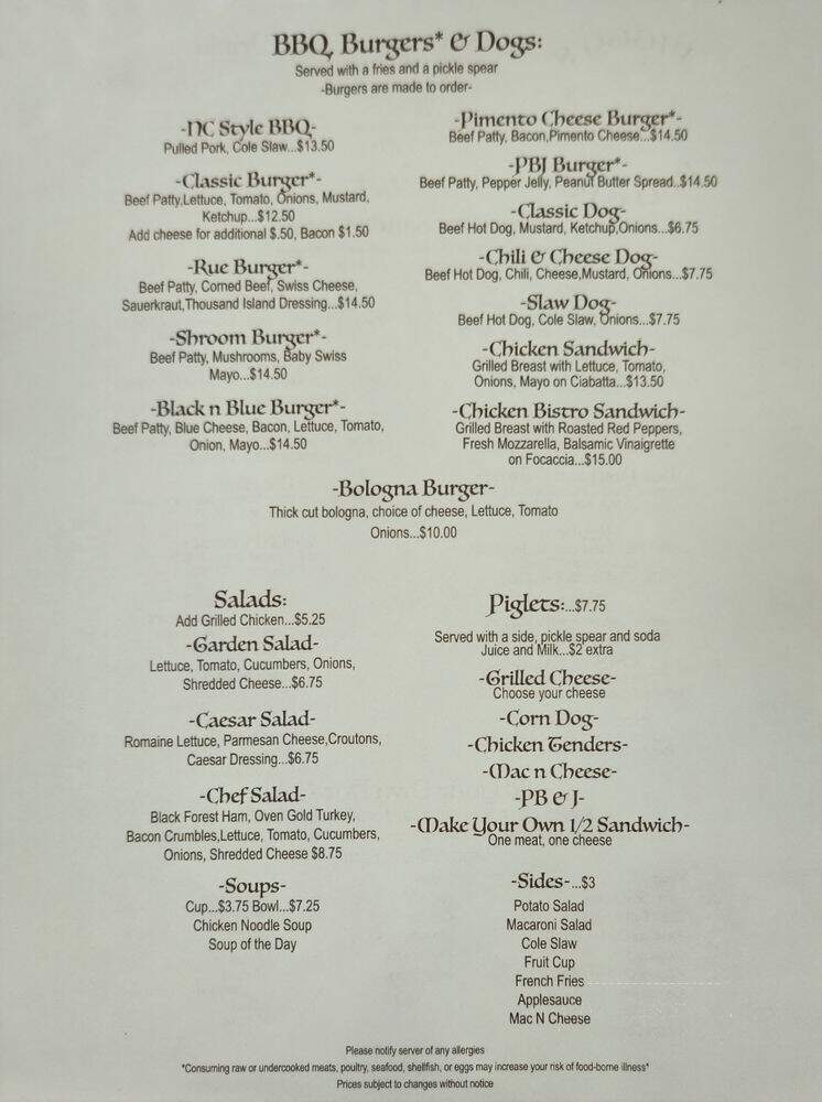 Piggys Deli and Pub - Ashland, VA menu_pic