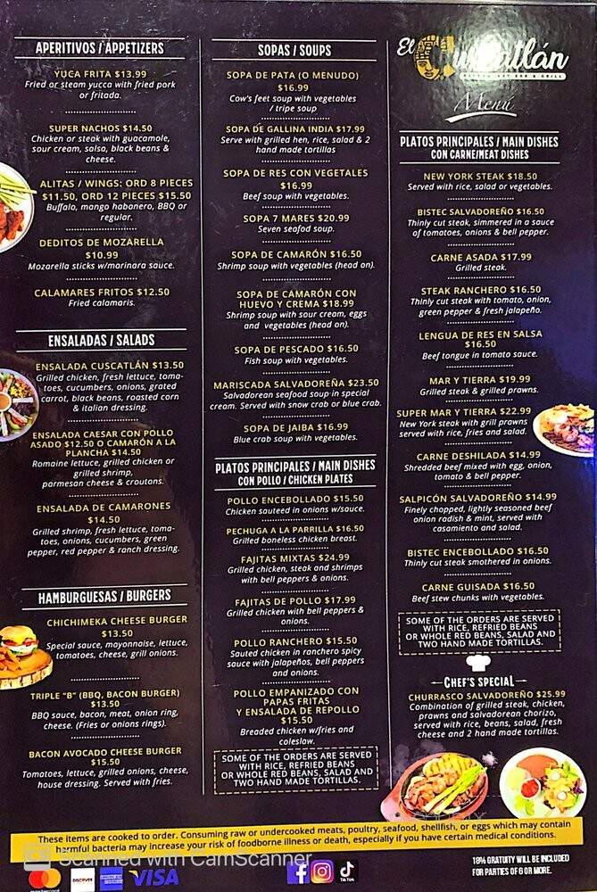 El Cuscatlan Restaurant - Hercules, CA menu_pic