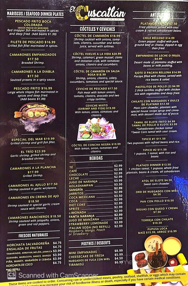 El Cuscatlan Restaurant - Hercules, CA menu_pic