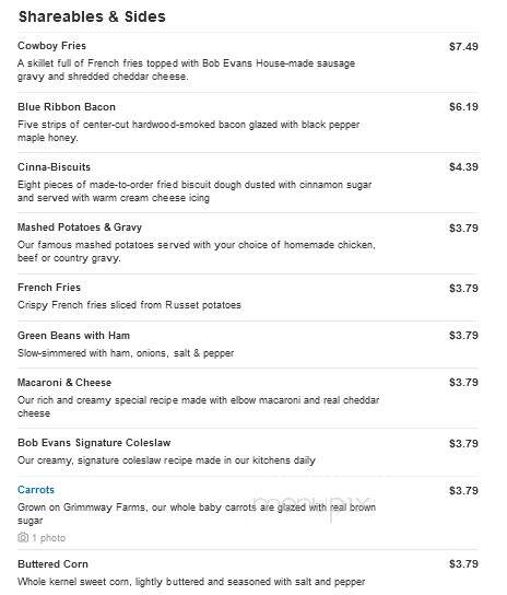 Bob Evans Restaurant - Summersville, WV menu_pic