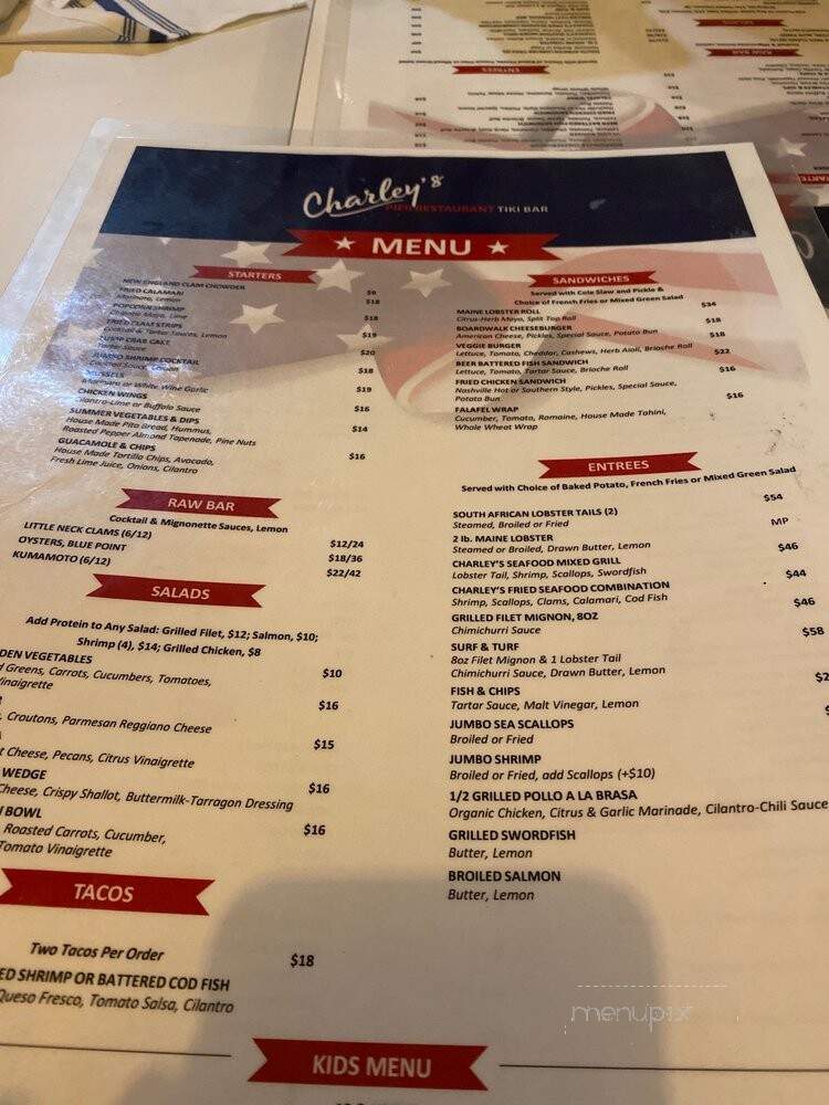 Charley's Pier Restaurant & Tiki Bar - Rye, NY menu_pic