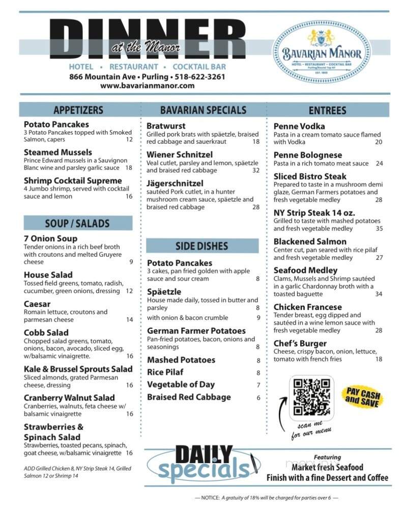 Bavarian Manor - Purling, NY menu_pic