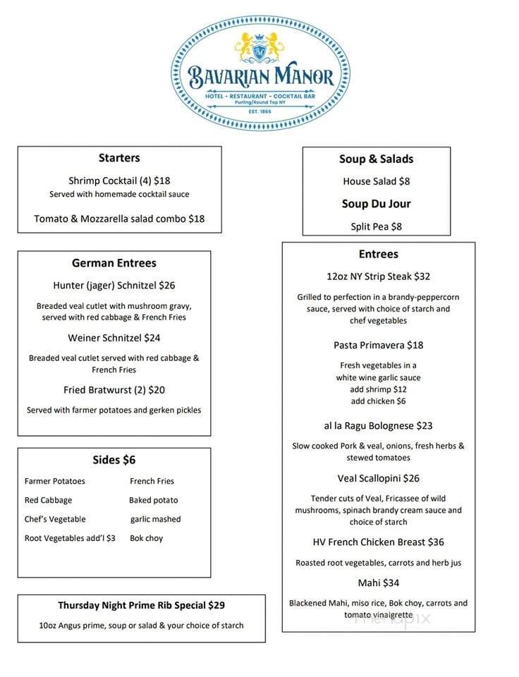 Bavarian Manor - Purling, NY menu_pic