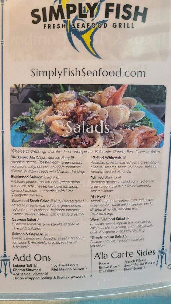 Simply Fish Seafood - Costa Mesa, CA menu_pic