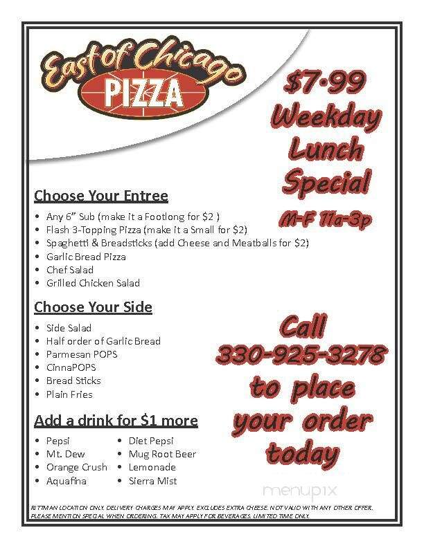 East Of Chicago - Rittman, OH menu_pic