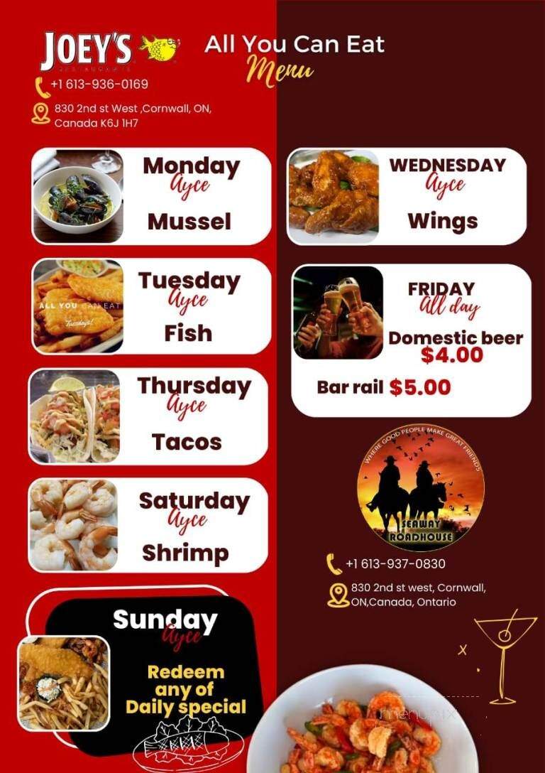 Joey's Only Seafood Restaurants - Cornwall, ON menu_pic