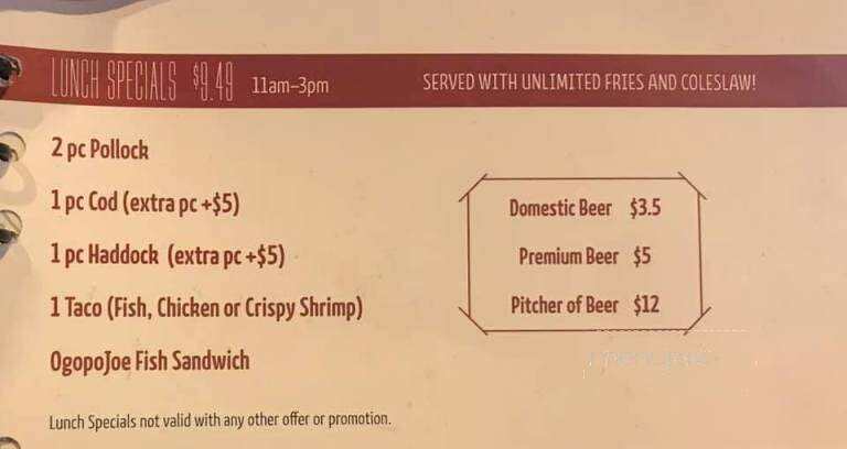 Joey's Only Seafood Restaurants - Cornwall, ON menu_pic