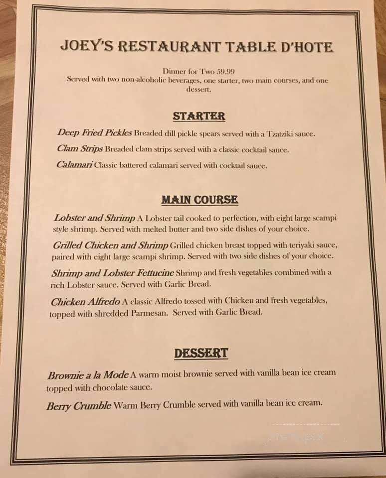 Joey's Only Seafood Restaurants - Cornwall, ON menu_pic