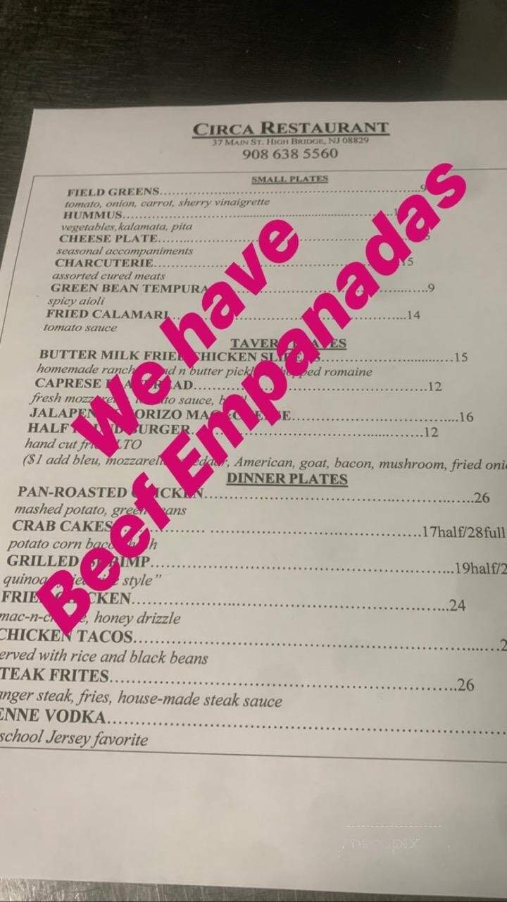Circa Restaurant - High Bridge, NJ menu_pic