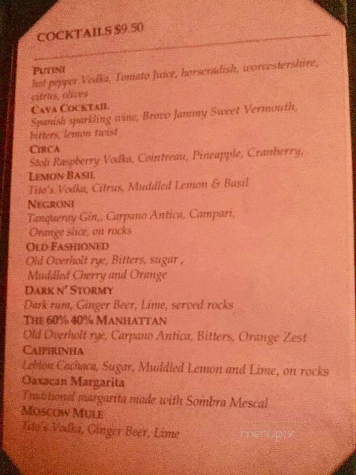 Circa Restaurant - High Bridge, NJ menu_pic