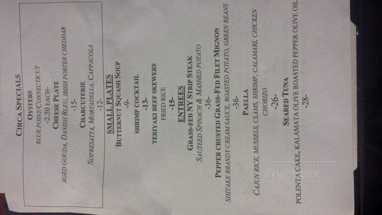 Circa Restaurant - High Bridge, NJ menu_pic