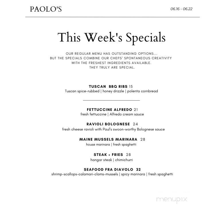 Paolo's - Saugus, MA menu_pic