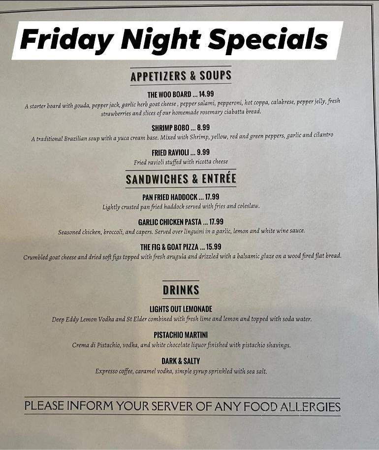 The Woo Bar & Grill - Worcester, MA menu_pic