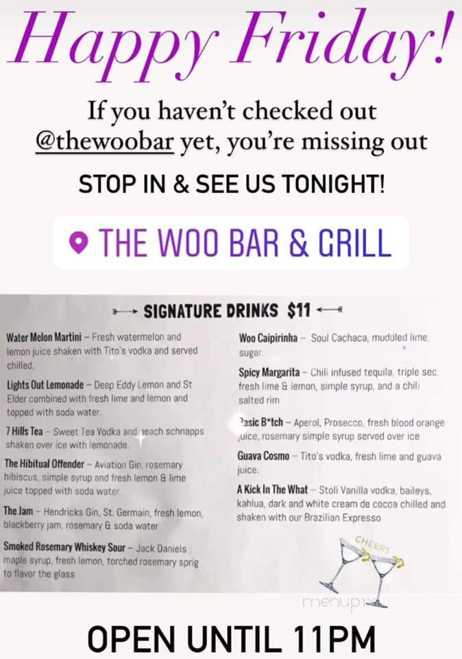 The Woo Bar & Grill - Worcester, MA menu_pic