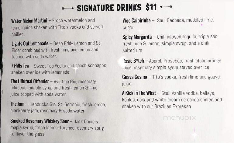 The Woo Bar & Grill - Worcester, MA menu_pic