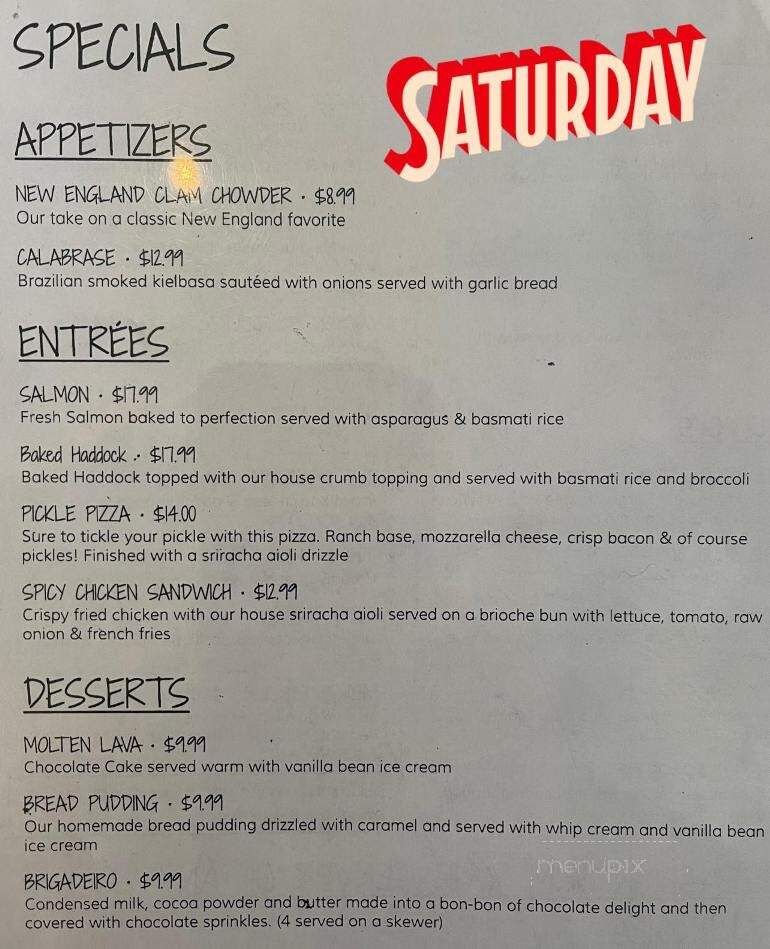 The Woo Bar & Grill - Worcester, MA menu_pic